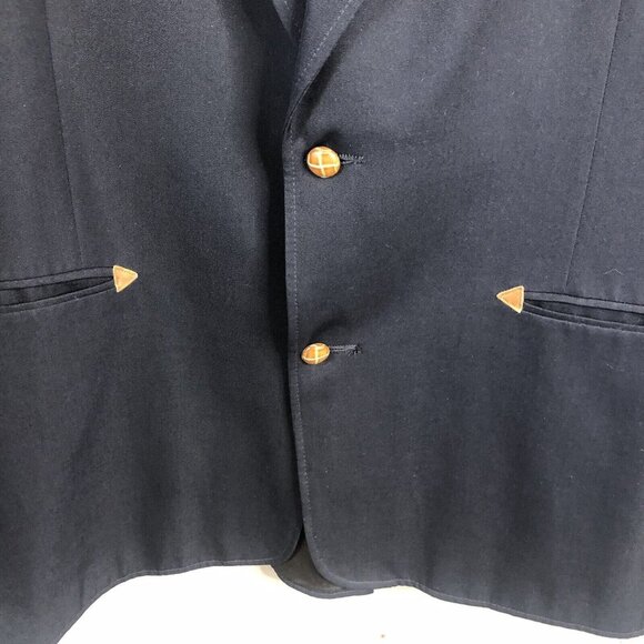 Vintage Pioneer Wear Blazer Mens 48 Navy Blue Western Sport Coat Jacket Office - Picture 8 of 16